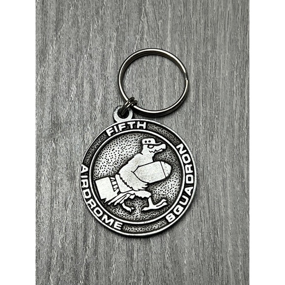 WWII US Eighth Air Force 5th Airdrome Squadron ETO Keychain Medallion